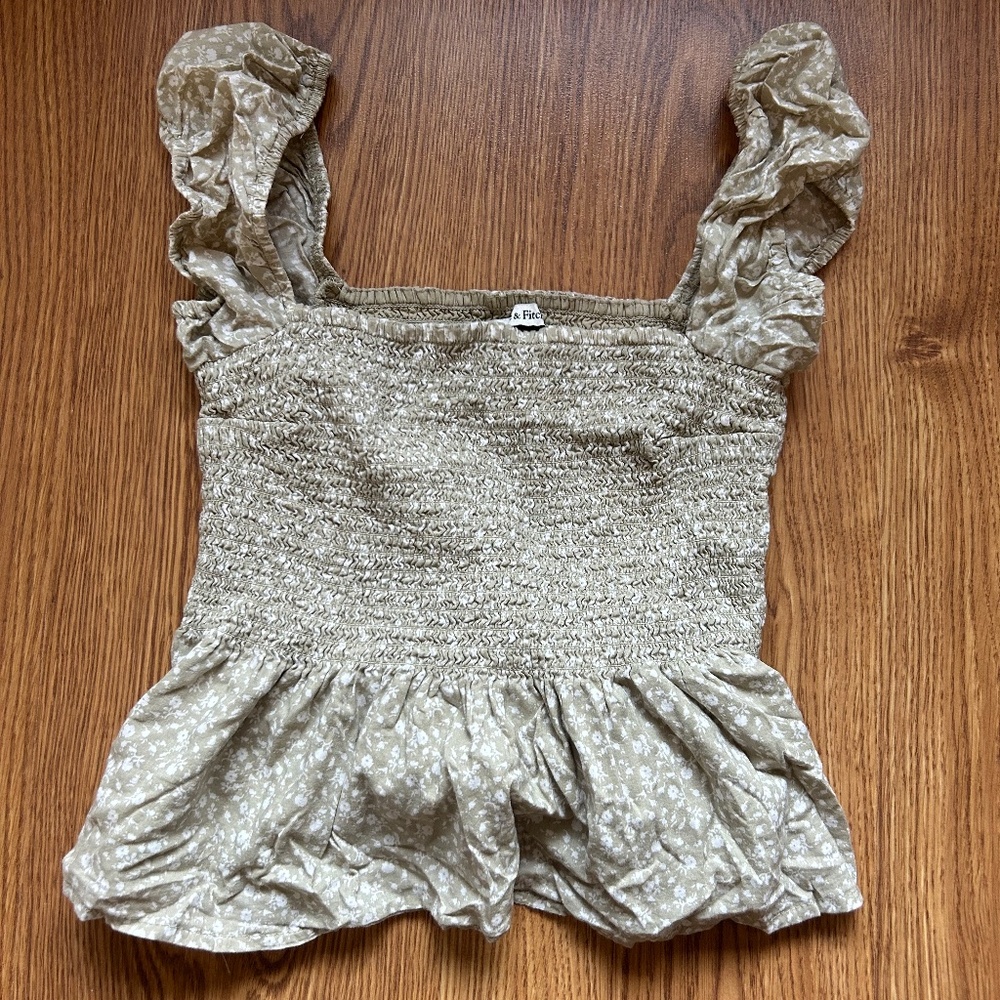 Abercrombie and Fitch Sage Green Floral Babydoll Tank